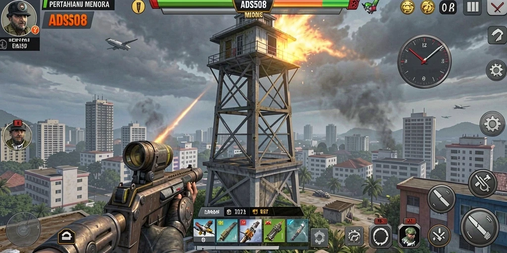 Tampilan gameplay seru Tower Defense dengan strategi menara yang menarik.