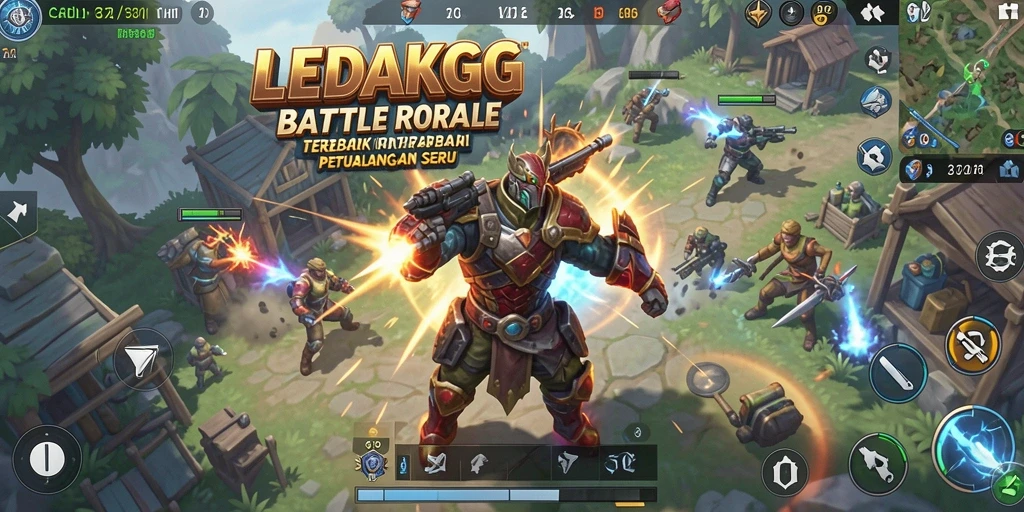 Tampilan permainan <strong>LEDAKGG</strong> dengan pertempuran seru di arena Battle Royale.