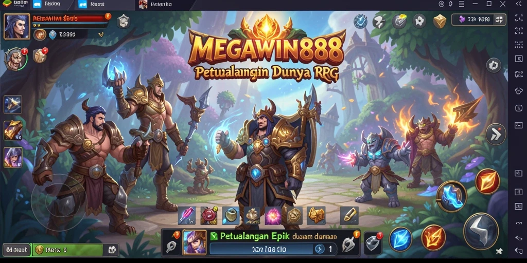 Tangkapan layar MEGAWIN888 menampilkan karakter yang sedang bertarung di dunia RPG yang menakjubkan.