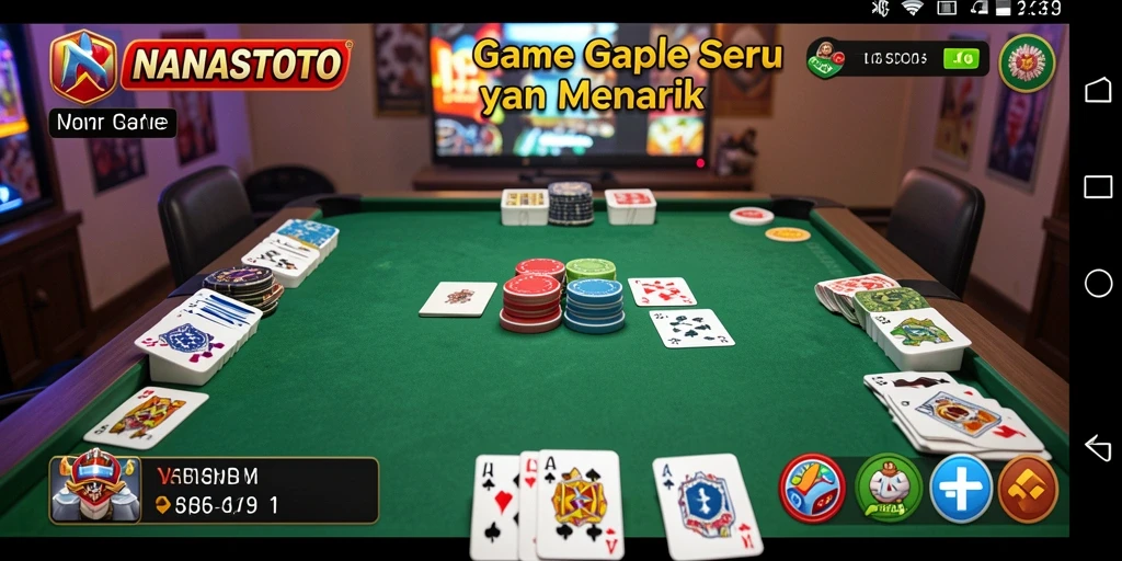 Screenshot NANASTOTO menampilkan gameplay Gaple yang seru dan dinamis.