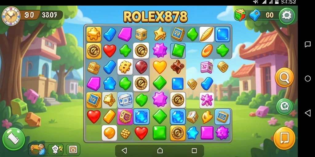 Tangkapan layar utama ROLEX878 menampilkan gameplay Match-3 yang seru.