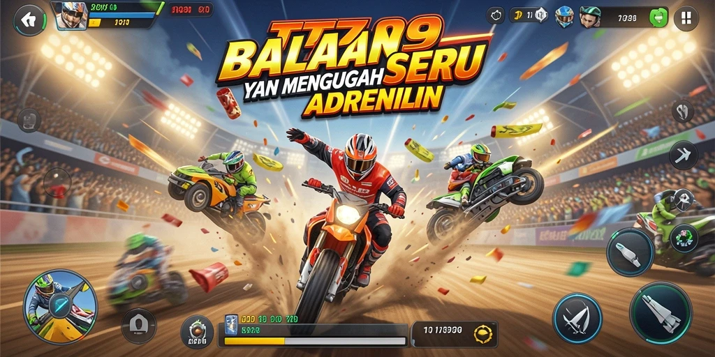 Tampilan gameplay seru di TT789, balapan yang mendebarkan di trek yang bervariasi.